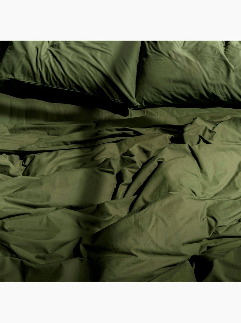 Housse de couette Basic "Happyfriday" Vert olive - Kiabi