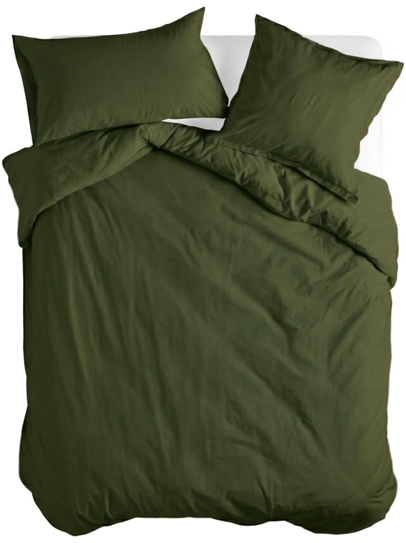 Housse de couette Basic "Happyfriday" Vert olive - Kiabi