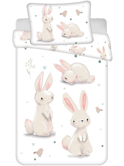 Housse de couette bébé 100 cm x 135 cm 100% coton imprimé lapins CMP - Kiabi