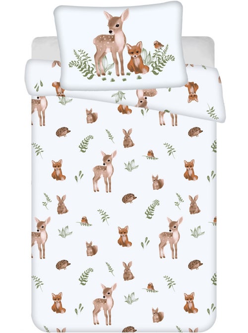Housse de couette bébé CMP 100 cm x 135 cm coton 100% imprimé animaux de la forêt - Kiabi