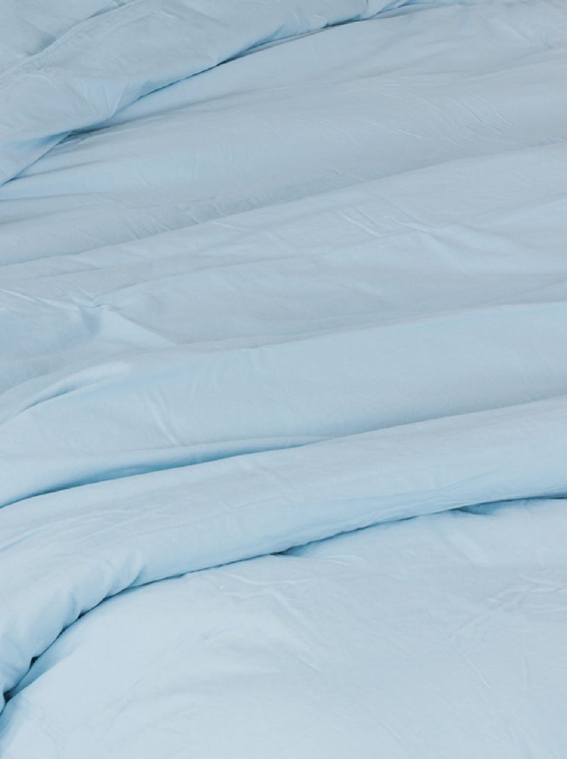 Housse de couette coton Lavé Oekotex Bleu ciel - Kiabi