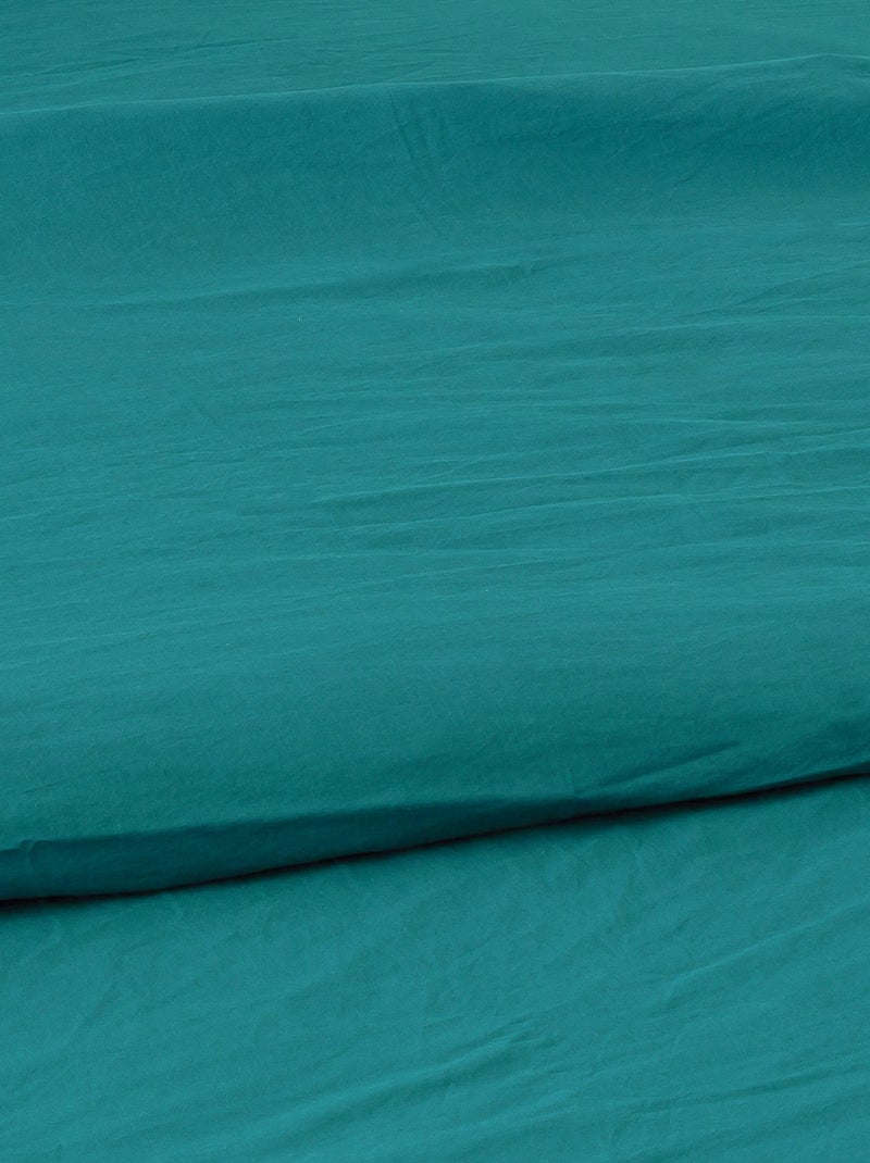 Housse de couette coton Lavé Oekotex Bleu paon - Kiabi