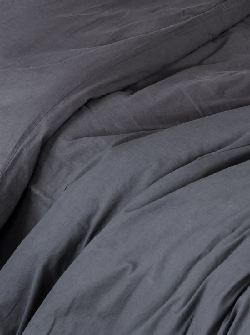 Housse de couette coton Lavé Oekotex gris anthracite - Kiabi