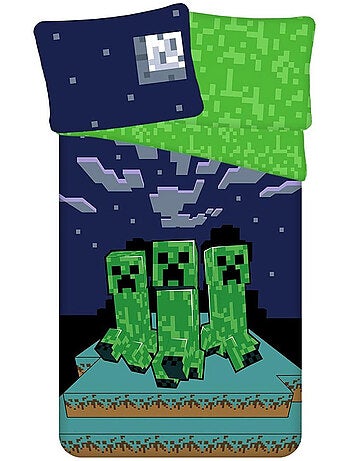 Housse de couette coton réversible Minecraft 140 cm x 200 cm avec taie
