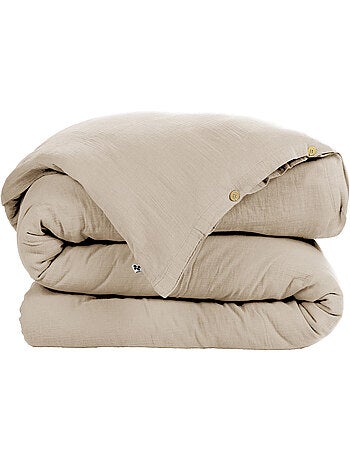 Housse de couette – double gaze de coton - finition boutons en bois - gaïa