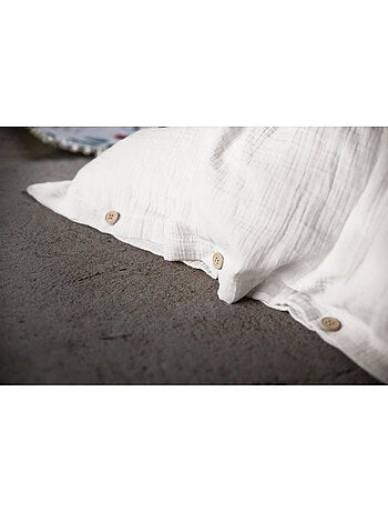 Housse de couette – double gaze de coton - finition boutons en bois - gaïa