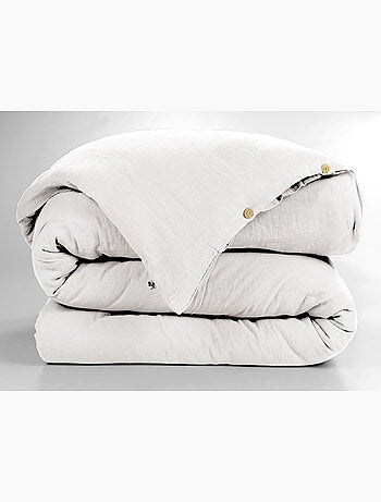 Housse de couette – double gaze de coton - finition boutons en bois - gaïa
