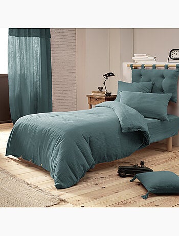 Housse de couette – double gaze de coton - finition boutons en bois - gaïa