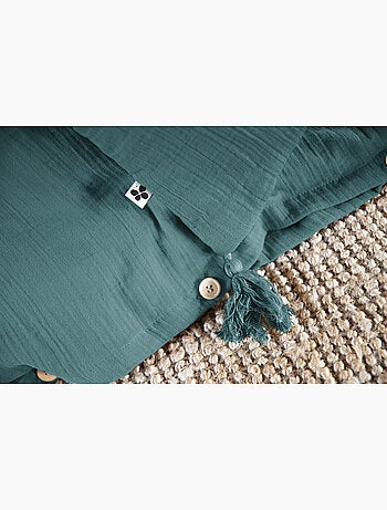 Housse de couette – double gaze de coton - finition boutons en bois - gaïa