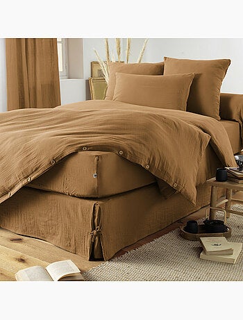 Housse de couette – double gaze de coton - finition boutons en bois - gaïa