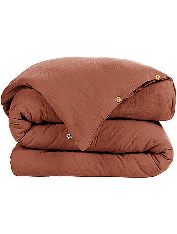 Housse de couette – double gaze de coton - finition boutons en bois - gaïa