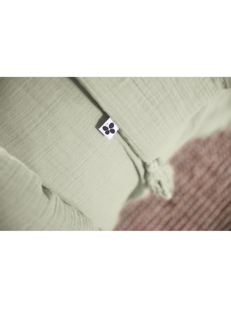 Housse de couette – double gaze de coton - finition boutons en bois - gaïa Vert d'eau - Kiabi