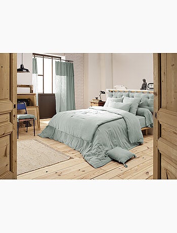 Housse de couette – double gaze de coton - finition boutons en bois - gaïa