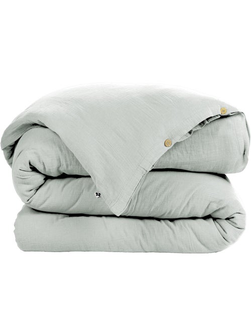 Housse de couette – double gaze de coton - finition boutons en bois - gaïa - Kiabi