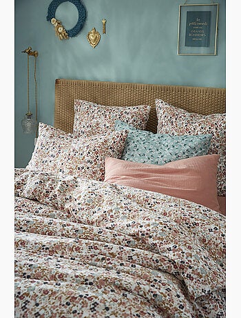 Housse de couette – double gaze de coton imprimée – capucine
