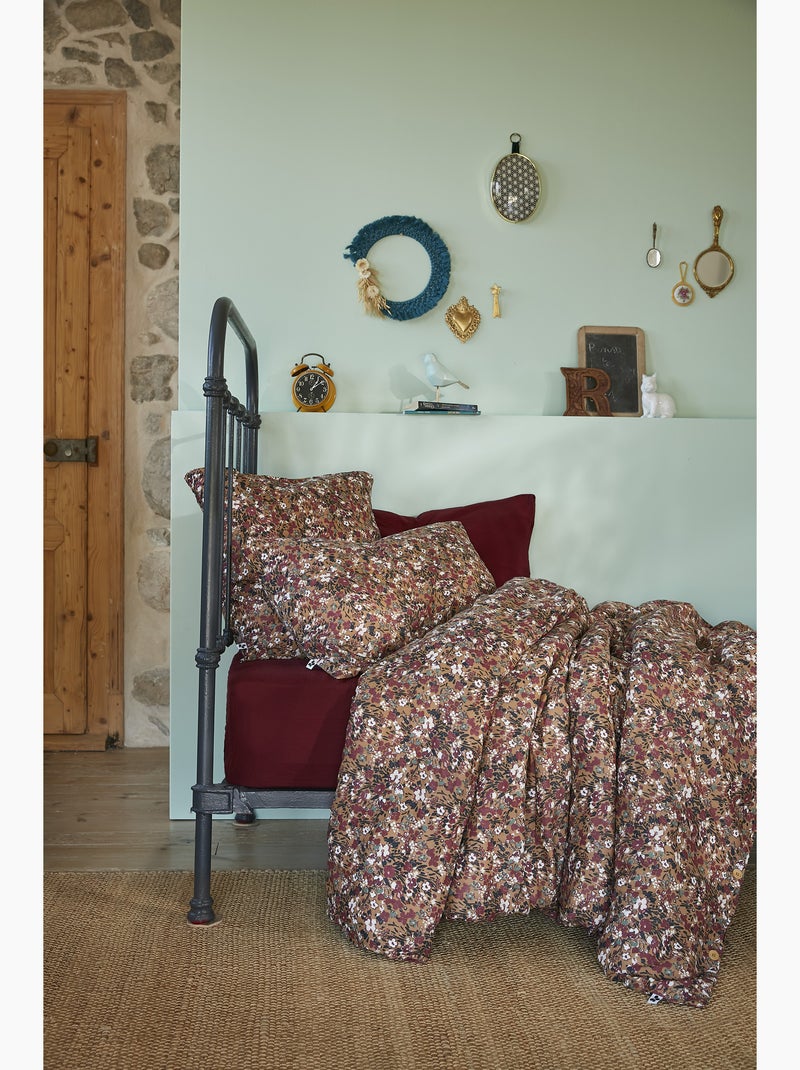 Housse de couette – double gaze de coton imprimée – capucine Camel - Kiabi