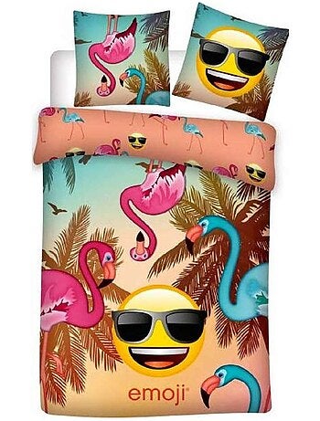 Housse de Couette Emoji Flamingo Tropical 140x 200 cm + Taie
