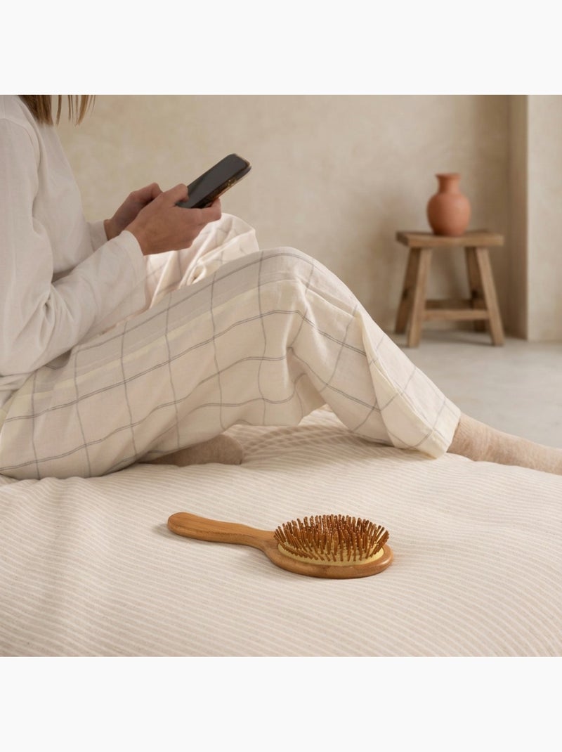 Housse de couette en coton à rayures en fil teint, tissu texturé. N’inclut pas les taies d’oreiller. Ocre - Kiabi