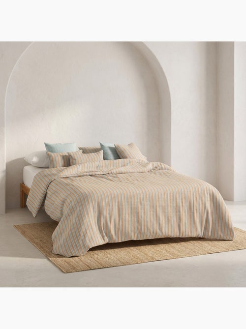 Housse de couette en coton à rayures en relief, tissu texturé. N’inclut pas les taies d’oreiller. - Kiabi Housse de couette en coton à rayures en relief, tissu texturé. N’inclut pas les taies d’oreiller. - Kiabi