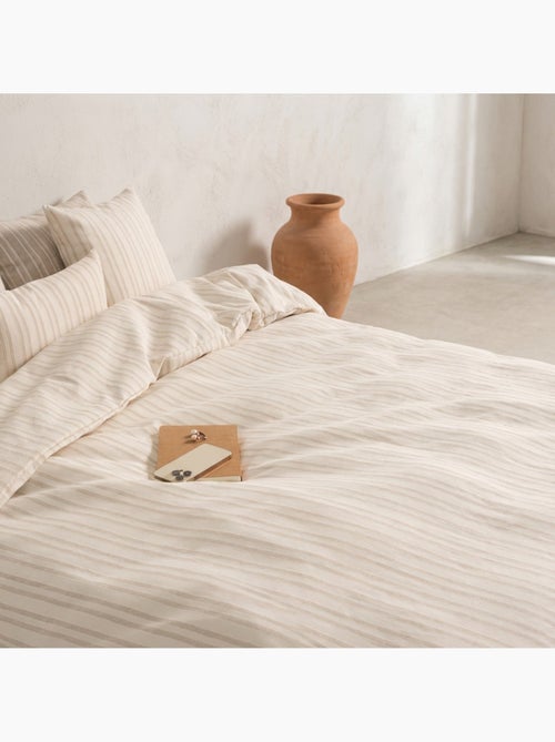 Housse de couette en coton à rayures en relief, tissu texturé. N’inclut pas les taies d’oreiller. - Kiabi