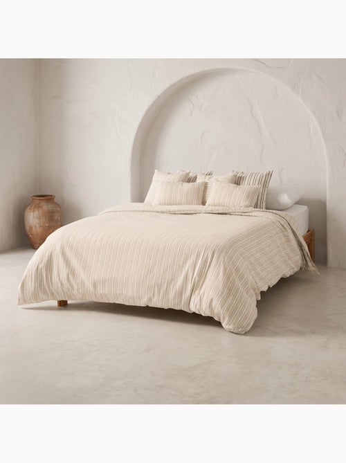Housse de couette en coton à rayures en relief, tissu texturé. N’inclut pas les taies d’oreiller. - Kiabi Housse de couette en coton à rayures en relief, tissu texturé. N’inclut pas les taies d’oreiller. - Kiabi