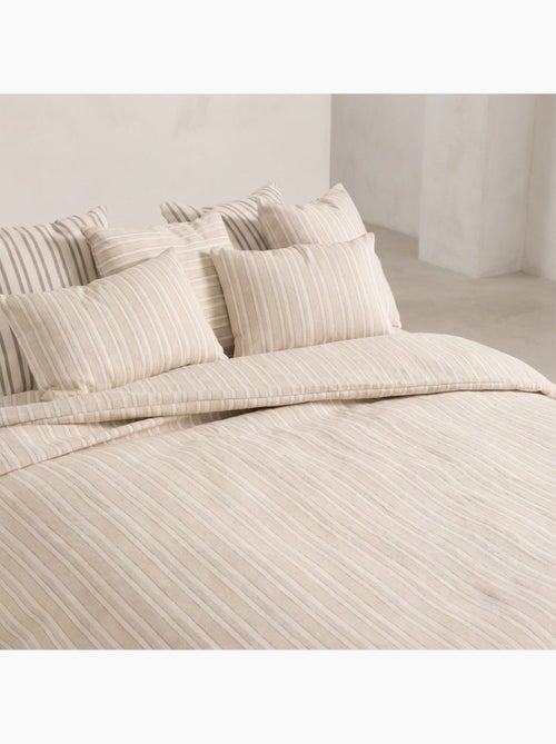 Housse de couette en coton à rayures en relief, tissu texturé. N’inclut pas les taies d’oreiller. - Kiabi Housse de couette en coton à rayures en relief, tissu texturé. N’inclut pas les taies d’oreiller. - Kiabi