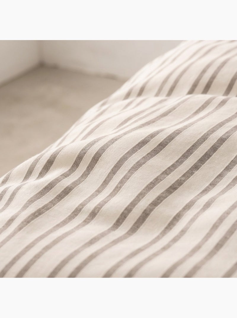 Housse de couette en coton à rayures en relief, tissu texturé. N’inclut pas les taies d’oreiller. Taupe - Kiabi