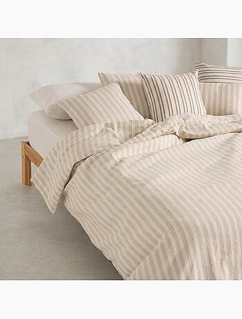 Housse de couette en coton à rayures en relief, tissu texturé. N’inclut pas les taies d’oreiller.