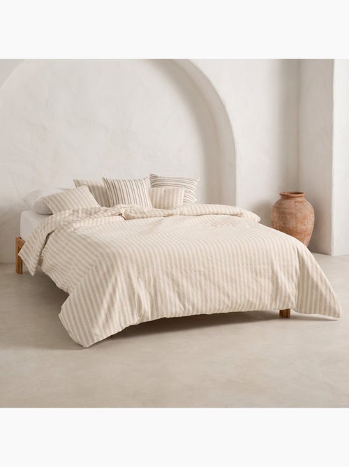 Housse de couette en coton à rayures en relief, tissu texturé. N’inclut pas les taies d’oreiller. - Kiabi Housse de couette en coton à rayures en relief, tissu texturé. N’inclut pas les taies d’oreiller. - Kiabi