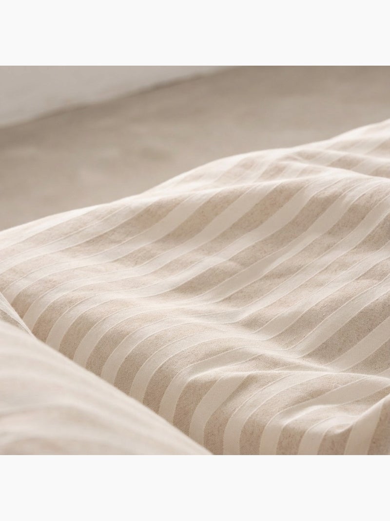 Housse de couette en coton à rayures en relief, tissu texturé. N’inclut pas les taies d’oreiller. Taupe - Kiabi