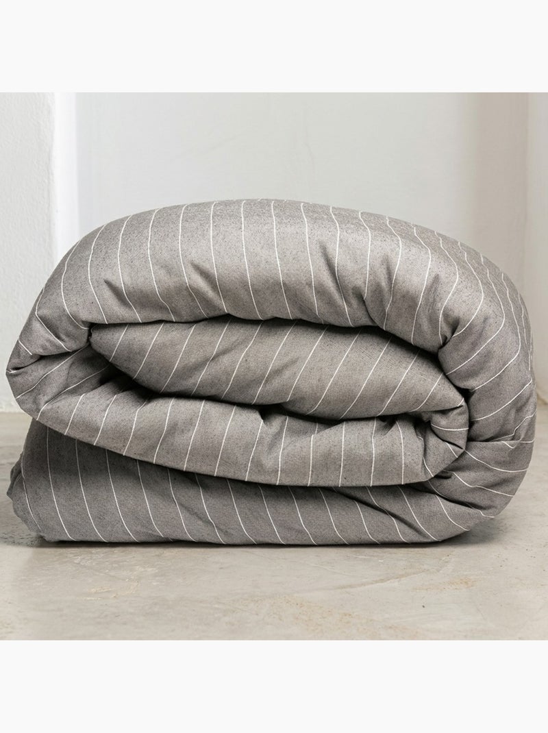 Housse de couette en coton avec fils en relief, tissu texturé. N’inclut pas les taies d’oreiller. Noir Gris anthracite - Kiabi