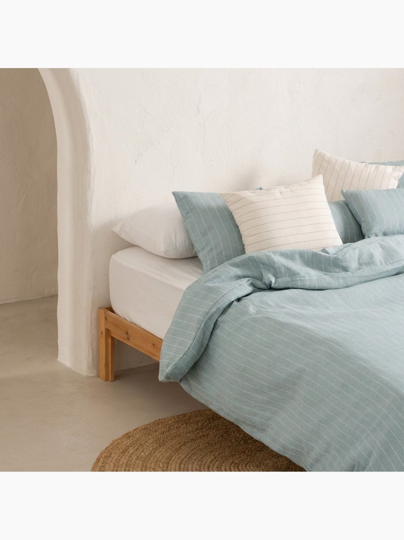Housse de couette en coton avec fils en relief, tissu texturé. N’inclut pas les taies d’oreiller. Vert d'eau - Kiabi