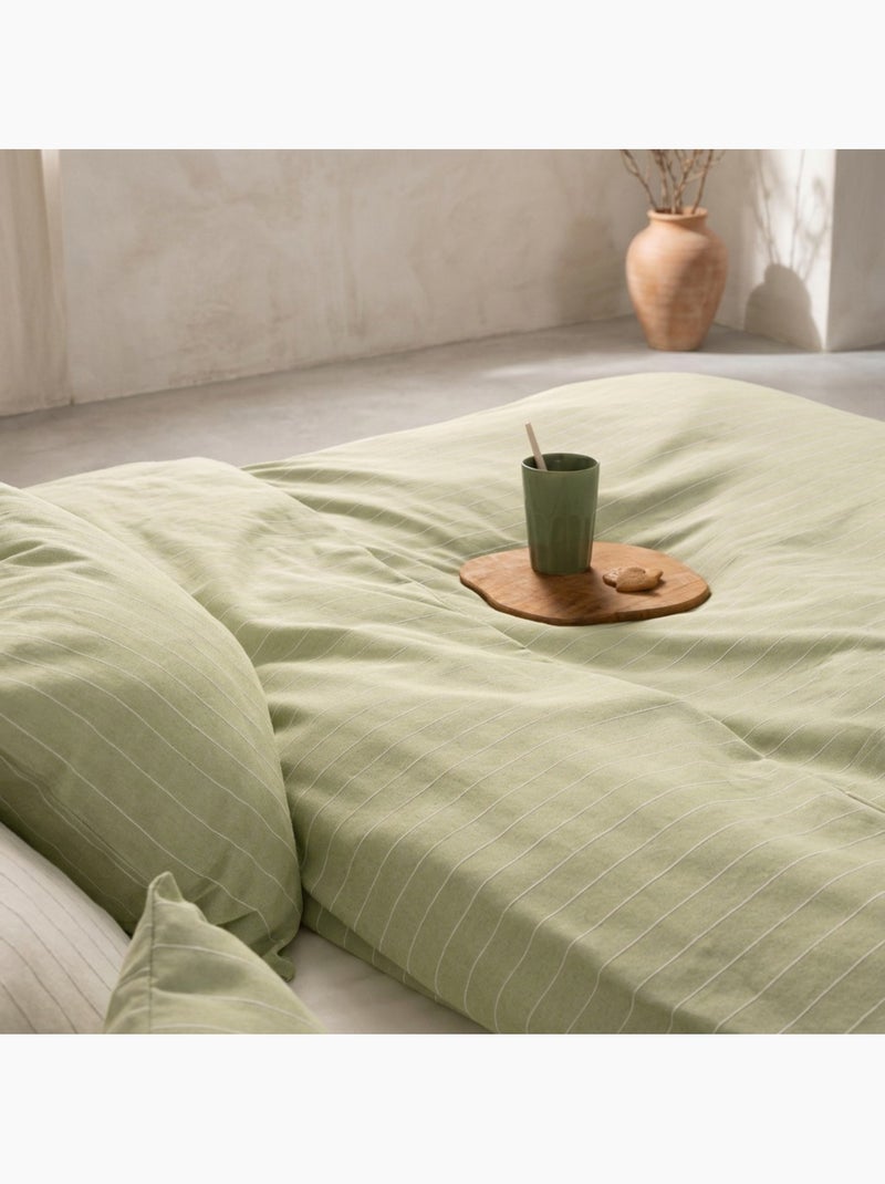 Housse de couette en coton avec fils en relief, tissu texturé. N’inclut pas les taies d’oreiller. Vert - Kiabi