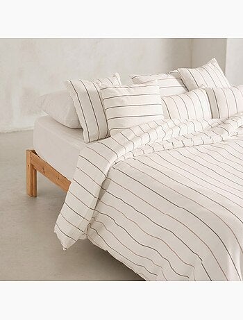 Housse de couette en coton, fils en relief teints, tissu texturé. Sans taies.