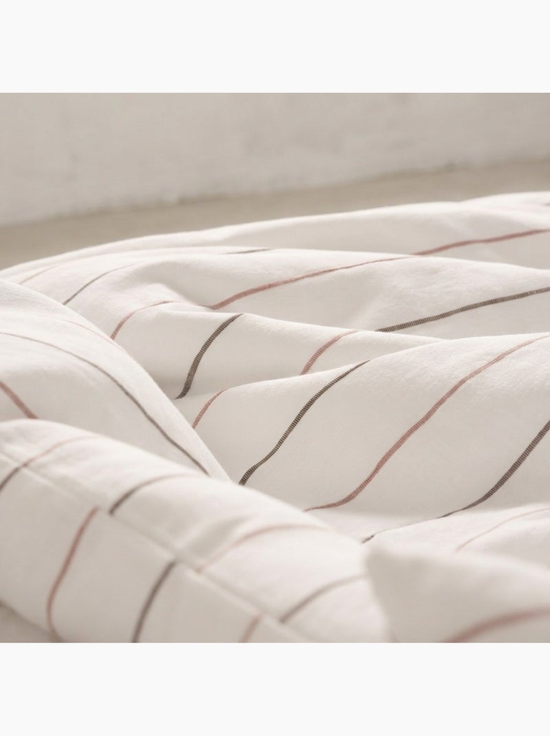 Housse de couette en coton, fils en relief teints, tissu texturé. Sans taies. Marron/Rose - Kiabi
