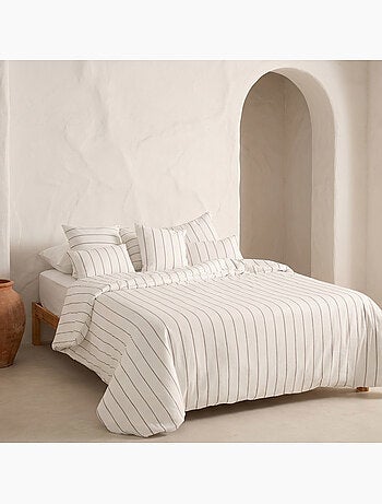 Housse de couette en coton, fils en relief teints, tissu texturé. Sans taies.