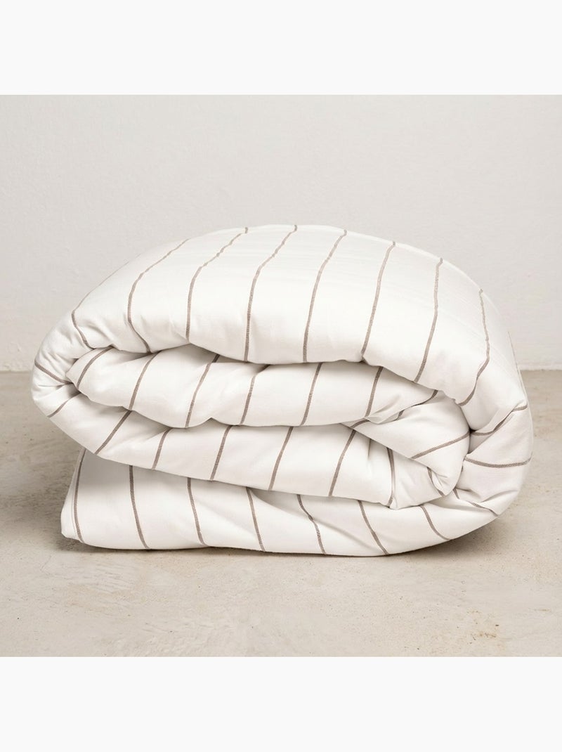 Housse de couette en coton, fils en relief teints, tissu texturé. Sans taies. Ocre - Kiabi