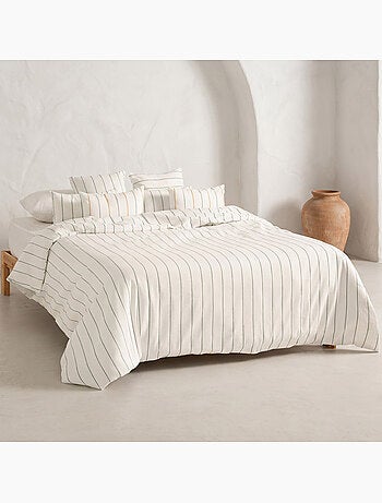 Housse de couette en coton, fils en relief teints, tissu texturé. Sans taies.