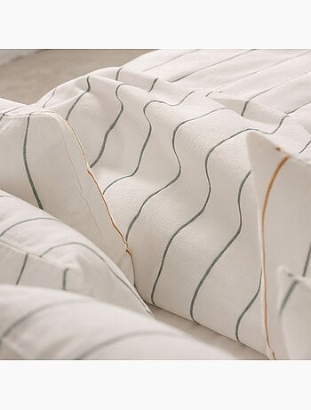 Housse de couette en coton, fils en relief teints, tissu texturé. Sans taies.