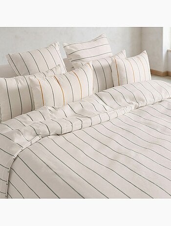 Housse de couette en coton, fils en relief teints, tissu texturé. Sans taies.