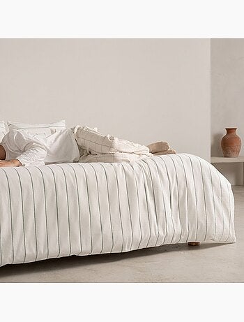 Housse de couette en coton, fils en relief teints, tissu texturé. Sans taies.
