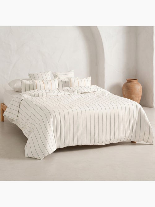 Housse de couette en coton, fils en relief teints, tissu texturé. Sans taies. - Kiabi