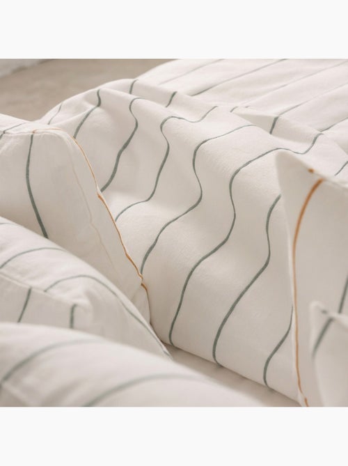 Housse de couette en coton, fils en relief teints, tissu texturé. Sans taies. - Kiabi