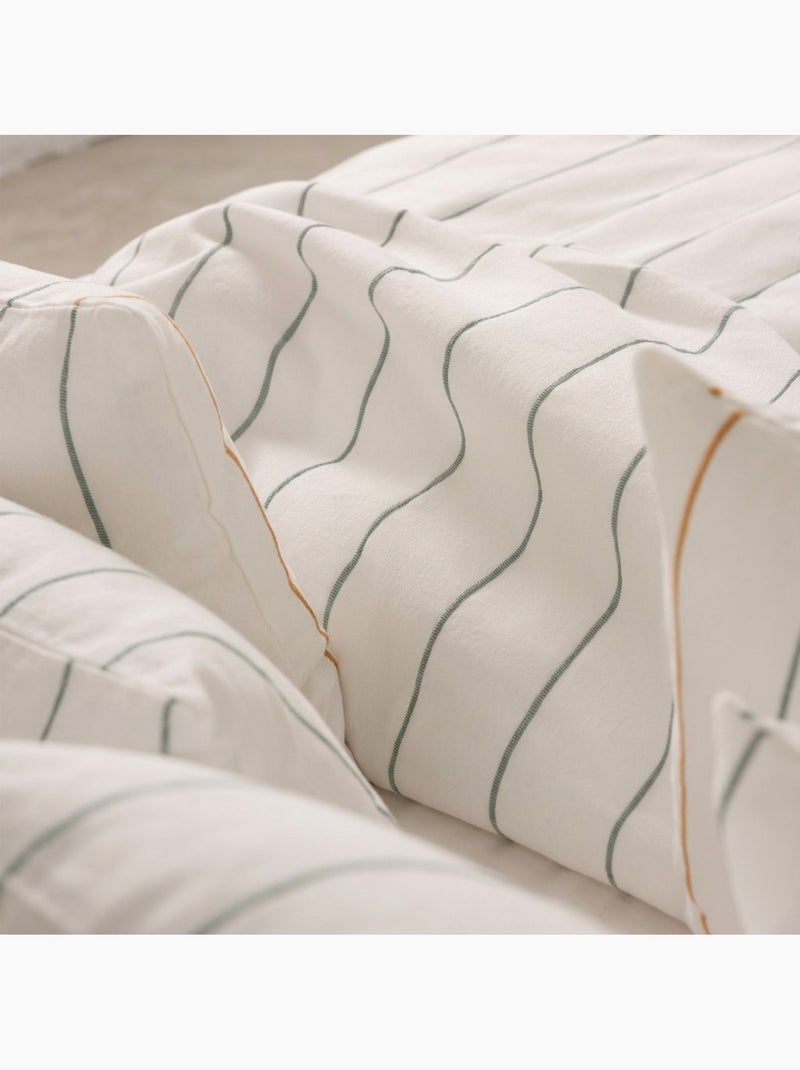 Housse de couette en coton, fils en relief teints, tissu texturé. Sans taies. Vert d'eau - Kiabi