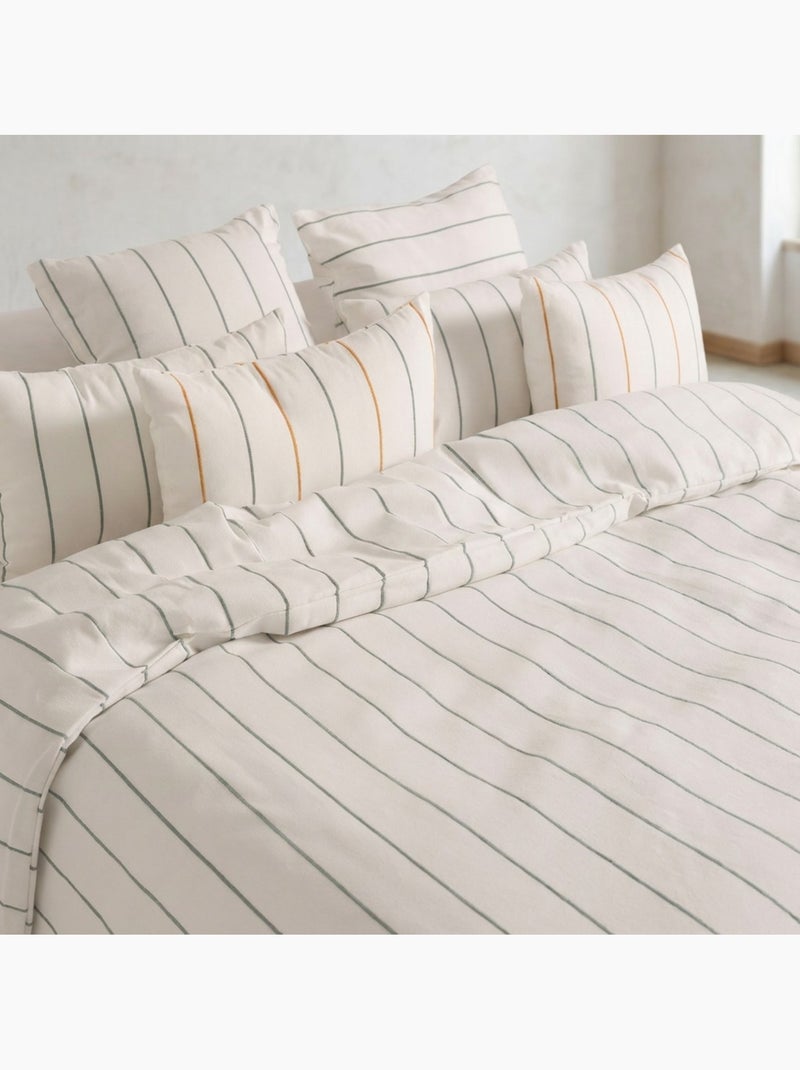 Housse de couette en coton, fils en relief teints, tissu texturé. Sans taies. Vert d'eau - Kiabi