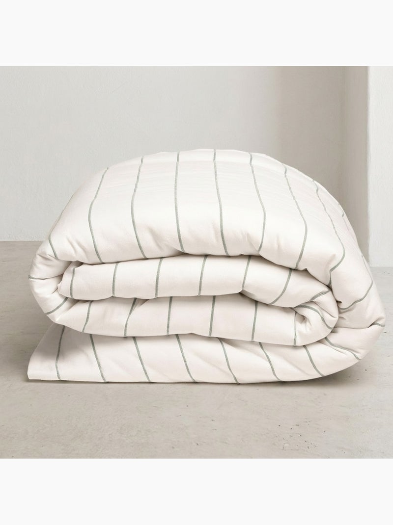 Housse de couette en coton, fils en relief teints, tissu texturé. Sans taies. Vert d'eau - Kiabi