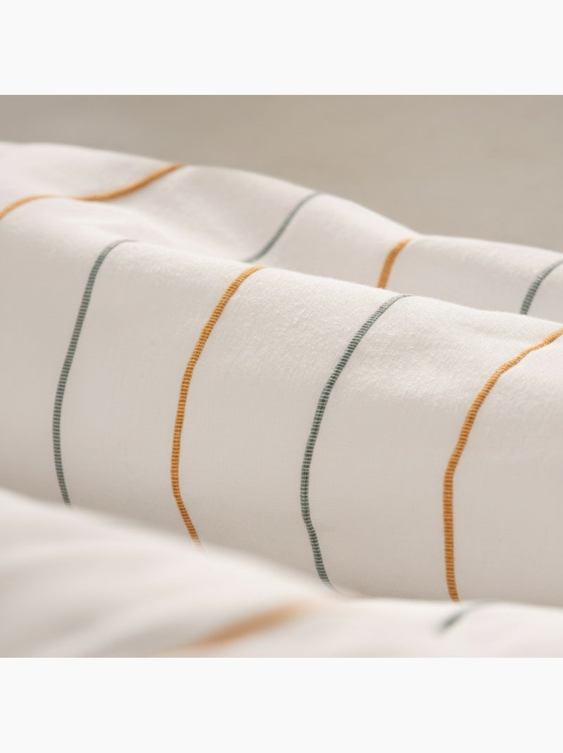 Housse de couette en coton, fils en relief teints, tissu texturé. Sans taies. Vert/Or - Kiabi