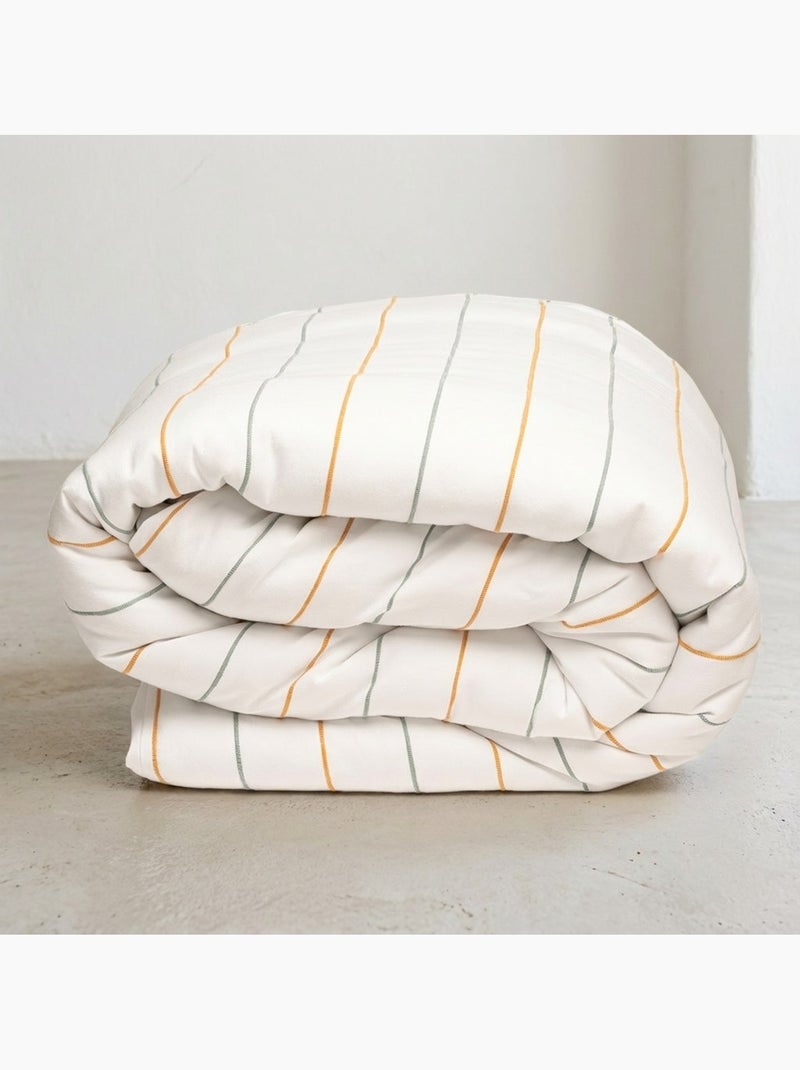 Housse de couette en coton, fils en relief teints, tissu texturé. Sans taies. Vert/Or - Kiabi