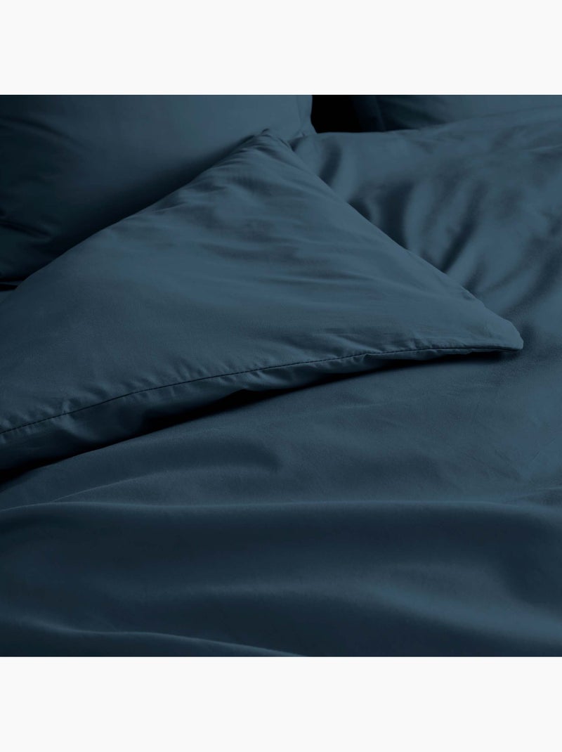 Housse de couette en percale de coton - douceur et élégance Bleu nuit - Kiabi