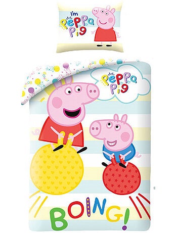 Housse de Couette enfant Peppa Pig Boing ! 140x200 cm + taie - Parure de lit coton